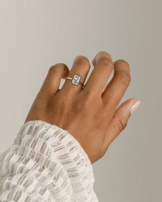 2 CT Radiant Solitaire & Bezel Moissanite Engagement Ring