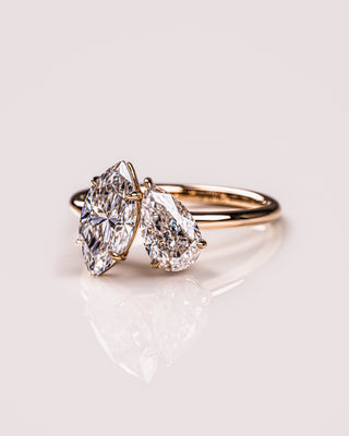 2.50 CT Marquise & Pear Cut Toi Et Moi Moissanite Engagement Ring