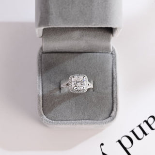 Stunning 1.0 - 2.0 CT Cushion Moissanite Engagement Ring With Pave & Halo Design 4