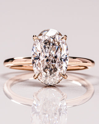 4.0 CT Oval Cut Moissanite Engagement Ring With Hidden Halo Setting