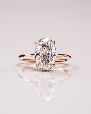 4.0 CT Oval Cut Moissanite Engagement Ring With Hidden Halo Setting