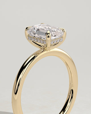2.0 CT Emerald Hidden Halo Moissanite Engagement Ring