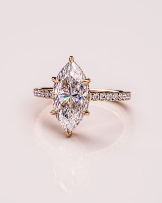 1.98 CT Marquise Moissanite Engagement Ring With Hidden Halo And Pave Setting