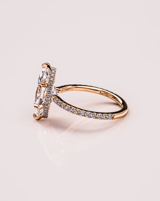 1.98 CT Marquise Moissanite Engagement Ring With Hidden Halo And Pave Setting