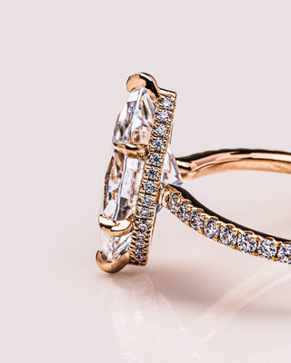 1.98 CT Marquise Moissanite Engagement Ring With Hidden Halo And Pave Setting