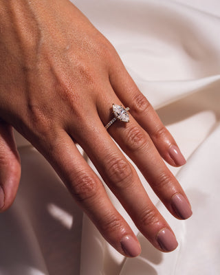 1.98 CT Marquise Moissanite Engagement Ring With Hidden Halo And Pave Setting