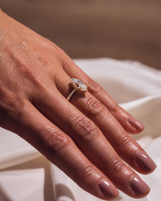 1.98 CT Marquise Moissanite Engagement Ring With Hidden Halo And Pave Setting