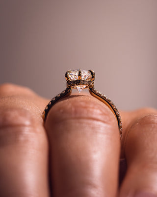1.98 CT Marquise Moissanite Engagement Ring With Hidden Halo And Pave Setting