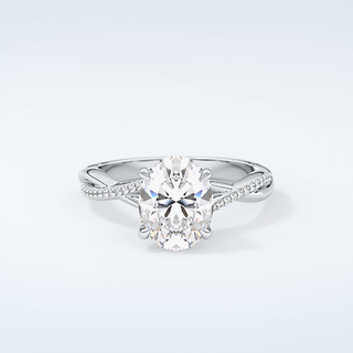 2.0 CT Oval Cut Hidden Halo Twisted Shank Moissanite Engagement Ring 13