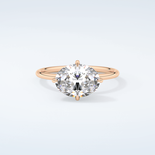 2.0 CT East West Oval Cut Hidden Halo Moissanite Engagement Ring 7