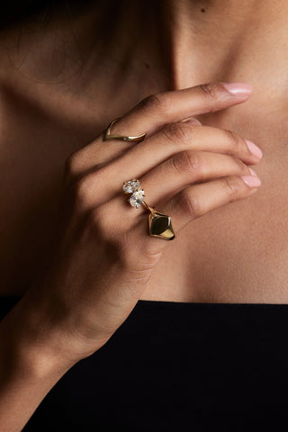 Marquise Shaped Three Stone Lab Grown Diamond Engagement Ring