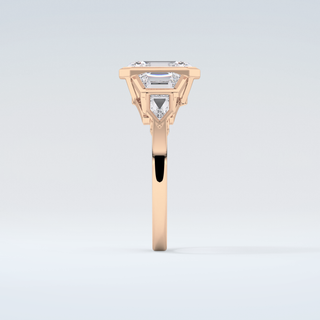 2.0 CT Emerald Cut Cluster Style Moissanite Engagement Ring 11