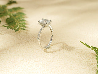 Stunning 1.0 - 2.0 CT Emerald Moissanite Engagement Ring with Hidden Halo Design 9