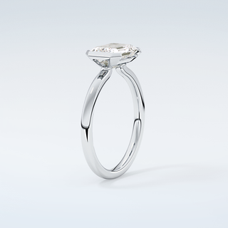 2.0 CT Emerald Cut Half Bezel Moissanite Engagement Ring 18