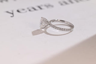 Stunning 1.0 - 2.0 CT Pear Moissanite Engagement Ring with Pave Design 10
