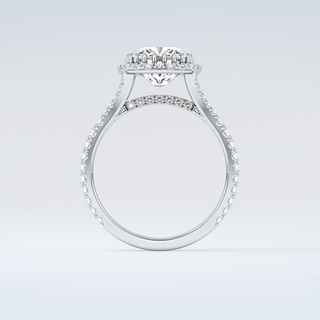 2.0 CT Cushion Cut Halo & Pave Split Shank Moissanite Engagement Ring 14