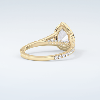 2.0 CT Pear Cut Halo & Pave Split Shank Moissanite Engagement Ring 3