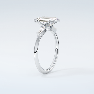 2.0 CT Emerald Cut Half Bezel Three Stone Moissanite Engagement Ring 18