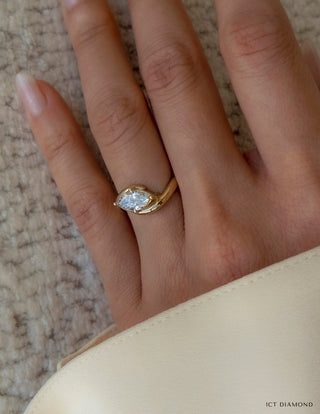 1 CT Marquise Swirl East West Solitaire Lab Grown Engagement Ring