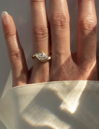 1 CT Marquise Swirl East West Solitaire Lab Grown Engagement Ring