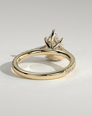 2 CT Pear Cut Pave & Hidden Halo Moissanite Diamond Engagement Ring