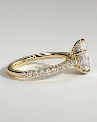 2 CT Pear Cut Pave & Hidden Halo Moissanite Diamond Engagement Ring
