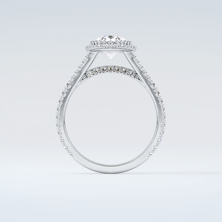 2.0 CT Pear Cut Halo & Pave Split Shank Moissanite Engagement Ring 14