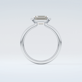 2.0 CT Emerald Cut Half Bezel Moissanite Engagement Ring 14