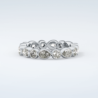 1.28 TCW Round & Pear Shaped Moissanite Wedding Band 15