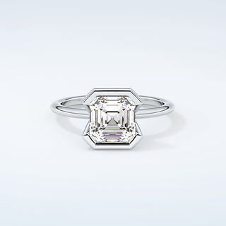 2.0 CT Asscher Cut Half Bezel Moissanite Engagement Ring 13