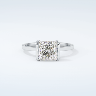 2.0 CT Princess Cut Half Bezel Moissanite Engagement Ring 13