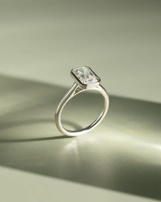2 CT Radiant Solitaire & Bezel Moissanite Engagement Ring
