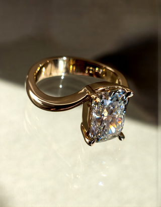 2.5 CT Elongated Cushion Cut Classic Plain Stacking Lab Grown Diamond Bridal Ring Set