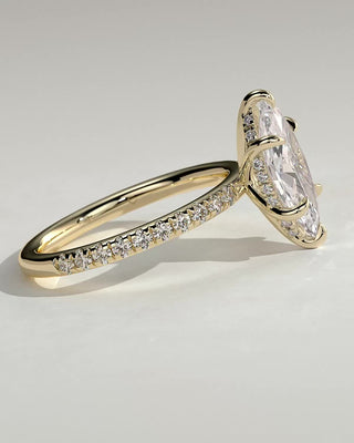 2.0 CT Marquise Cut Hidden Halo & Pave Moissanite Engagement Ring
