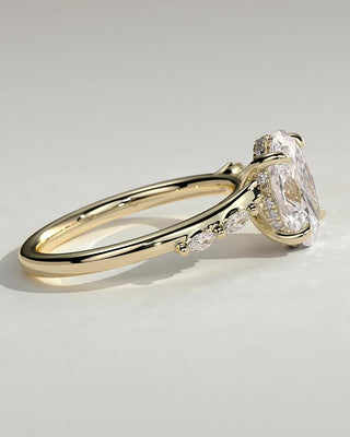2.0 CT Oval Cut Criss Cross Pave Moissanite Diamond Engagement Ring