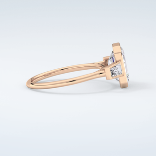 2.0 CT Emerald Cut Three Stone Bezel Moissanite Engagement Ring 10