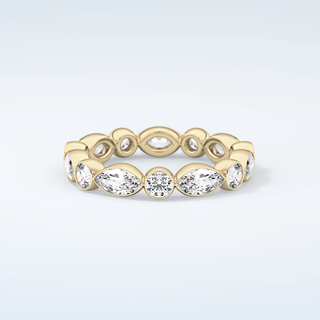 0.98 TCW Round & Marquise Shaped Moissanite Wedding Band 1