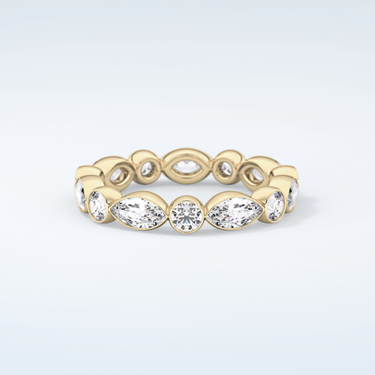 0.98 TCW Round & Marquise Shaped Moissanite Wedding Band