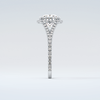 2.0 CT Cushion Cut Halo & Pave Split Shank Moissanite Engagement Ring 17