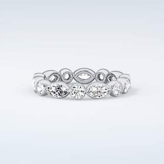 0.98 TCW Round & Marquise Shaped Moissanite Wedding Band 15