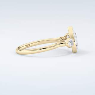 1.5 CT Pear Cut Three Stone Bezel Moissanite Engagement Ring 4