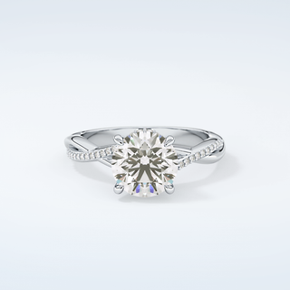 2.0 CT Round Cut Hidden Halo Twisted Pave Moissanite Engagement Ring 13