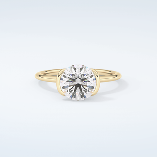 2.0 CT Round Cut Half Bezel Moissanite Engagement Ring 1