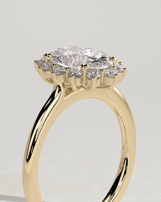 2 CT Oval Cut Cluster Halo Moissanite Diamond Engagement Ring