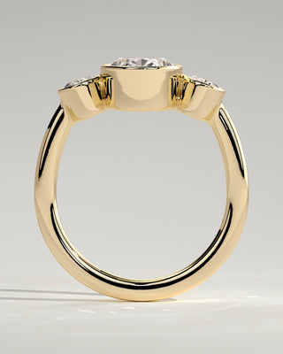 2.0 CT Oval Cut Three Stones & Bezel Moissanite Diamond Engagement Ring