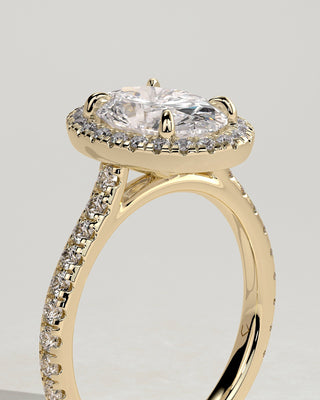 2 CT Oval Cut Halo and Pave Moissanite Diamond Engagement Ring