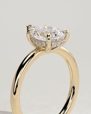 2.0 CT Pear Cut Hidden Halo Moissanite Diamond Engagement Ring