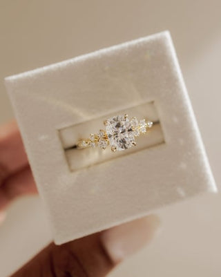 2.0 CT Elongated Cushion Cluster Moissanite Engagement Ring