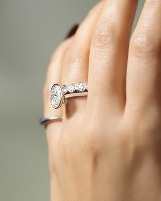 2 CT Oval Bezel & Solitaire Moissanite Engagement Ring