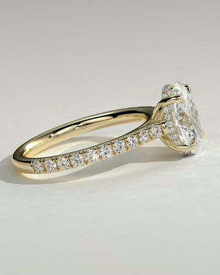2.0 CT Oval Hidden Halo & Pave Moissanite Engagement Ring
